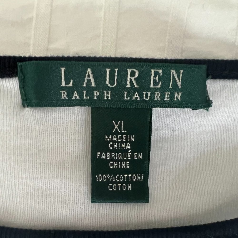 EUC Lauren Ralph Lauren Black & White Striped Top Size XL - Picture 5 of 10